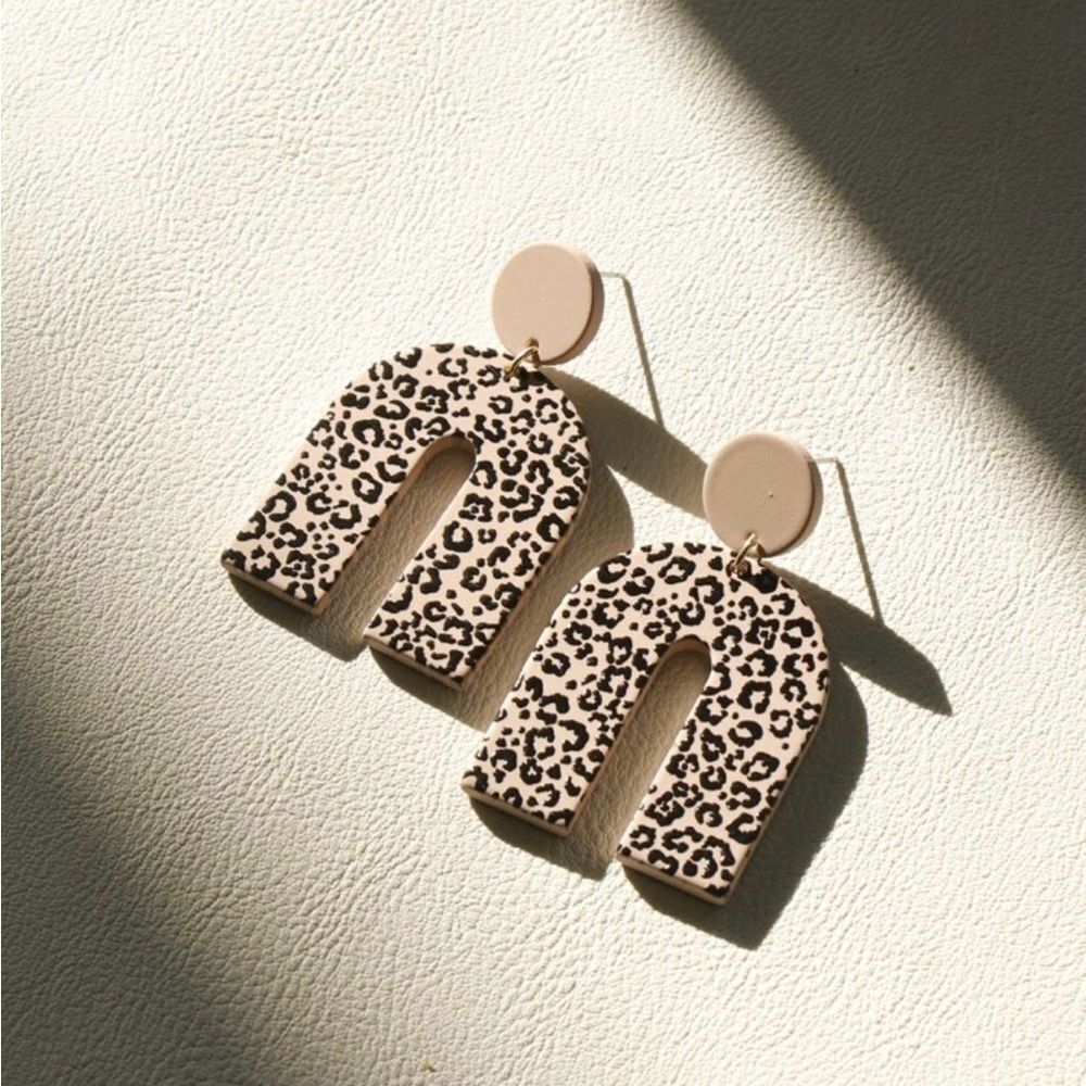 Leopard Print Arch Earrings